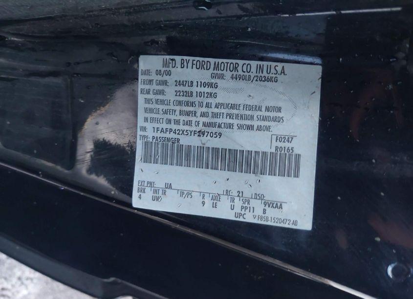 Photo 9 of 2000 Ford Mustang GT (VIN 1FAFP42X5YF297059)