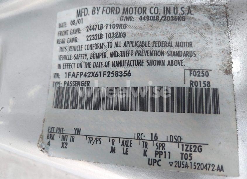 Photo 9 of 2001 Ford Mustang GT (VIN 1FAFP42X61F258356)