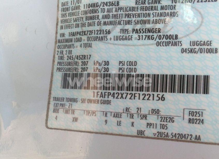 Photo 9 of 2002 Ford Mustang GT (VIN 1FAFP42X72F122156)