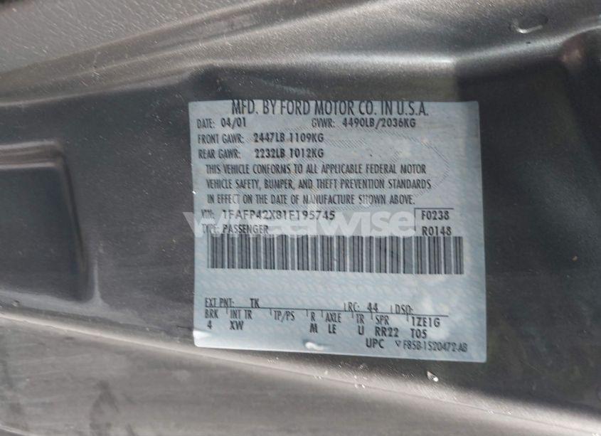 Photo 9 of 2001 Ford Mustang GT (VIN 1FAFP42X81F195745)