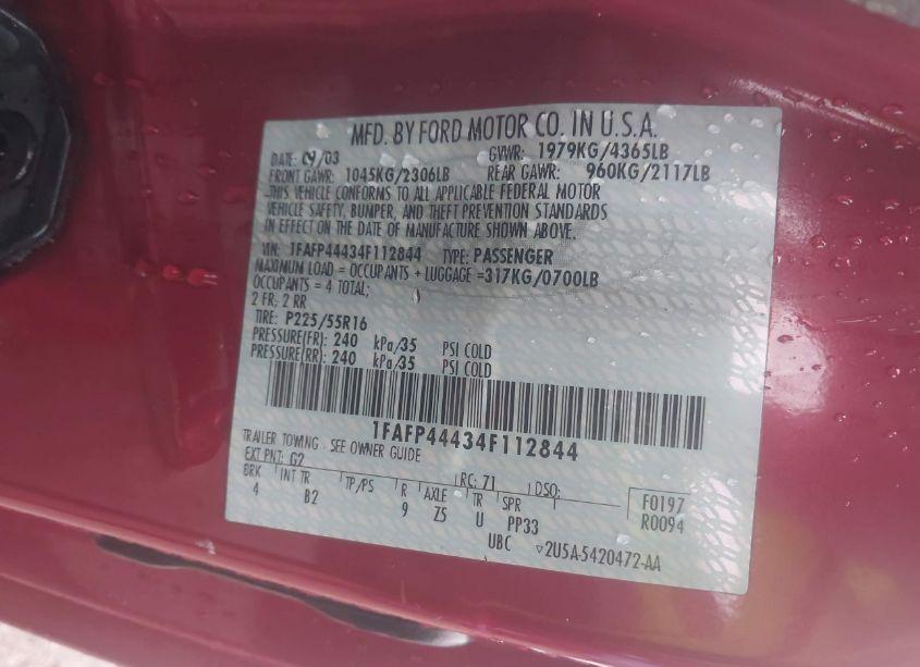 Photo 9 of 2004 Ford Mustang (VIN 1FAFP44434F112844)