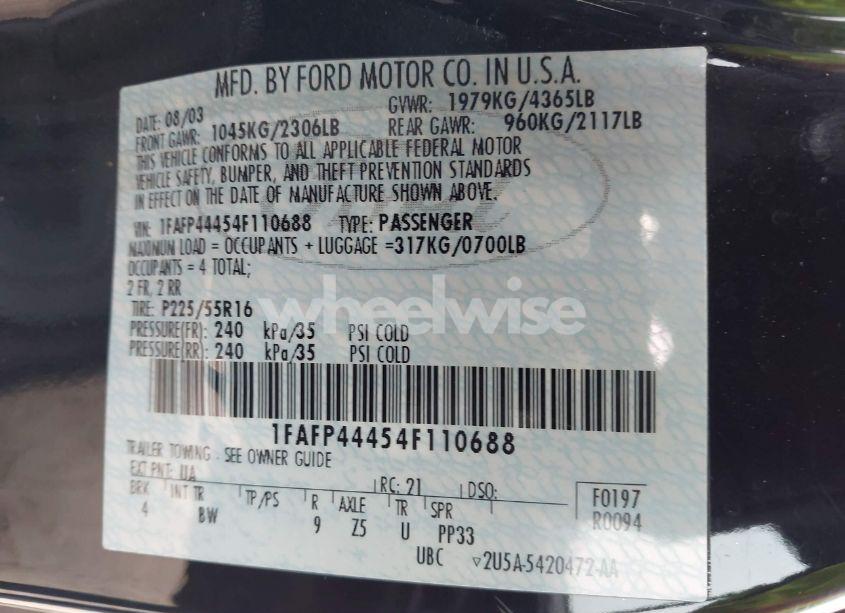 Photo 9 of 2004 Ford Mustang (VIN 1FAFP44454F110688)