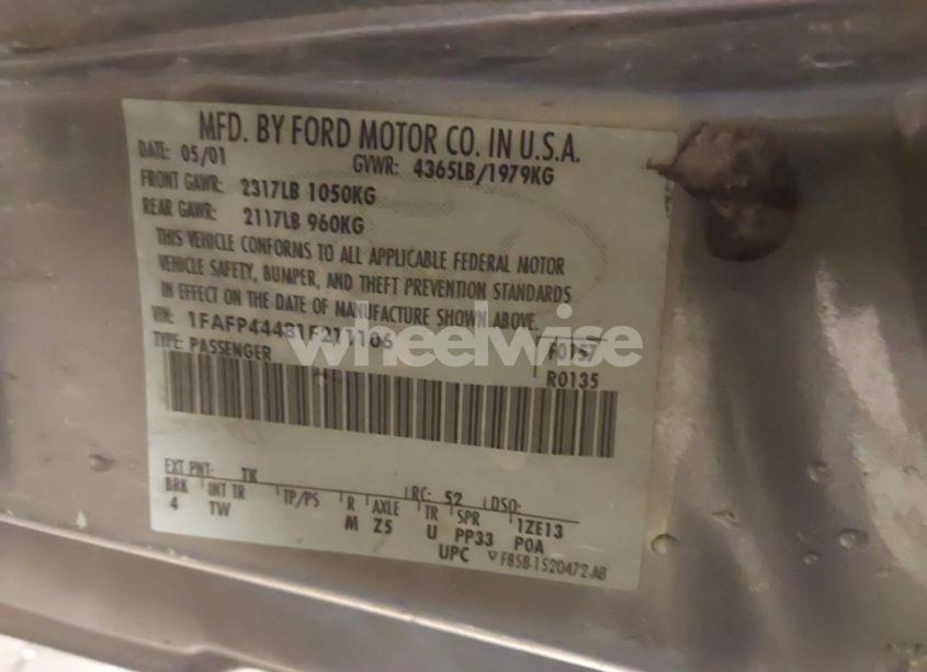 Photo 9 of 2001 Ford Mustang (VIN 1FAFP44481F211106)