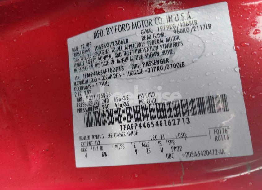 Photo 9 of 2004 Ford Mustang (VIN 1FAFP44654F162713)