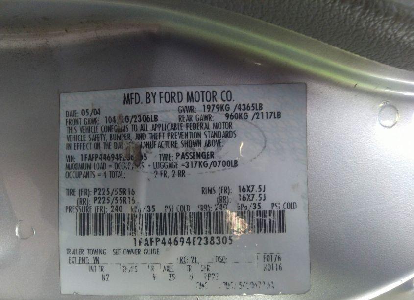 Photo 9 of 2004 Ford Mustang DELUXE (VIN 1FAFP44694F238305)