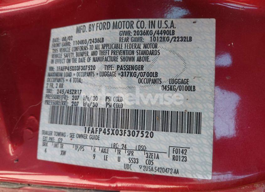 Photo 9 of 2003 Ford Mustang GT (VIN 1FAFP45X03F307520)