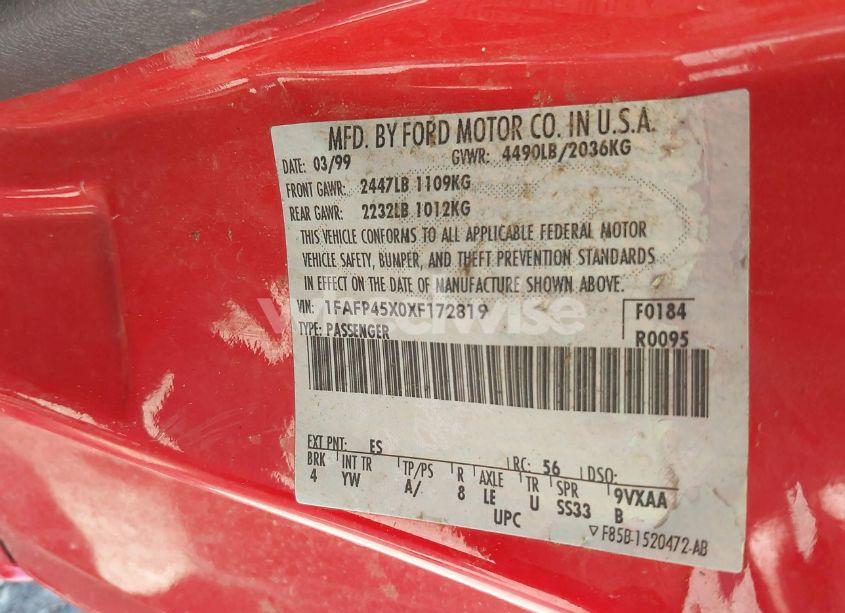 Photo 9 of 1999 Ford Mustang GT (VIN 1FAFP45X0XF172819)