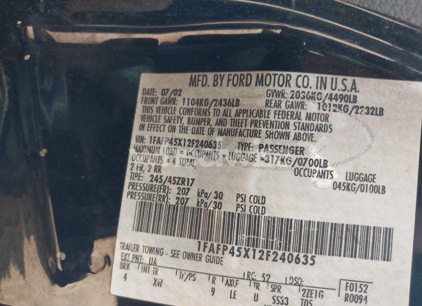 Photo 9 of 2002 Ford Mustang GT (VIN 1FAFP45X12F240635)