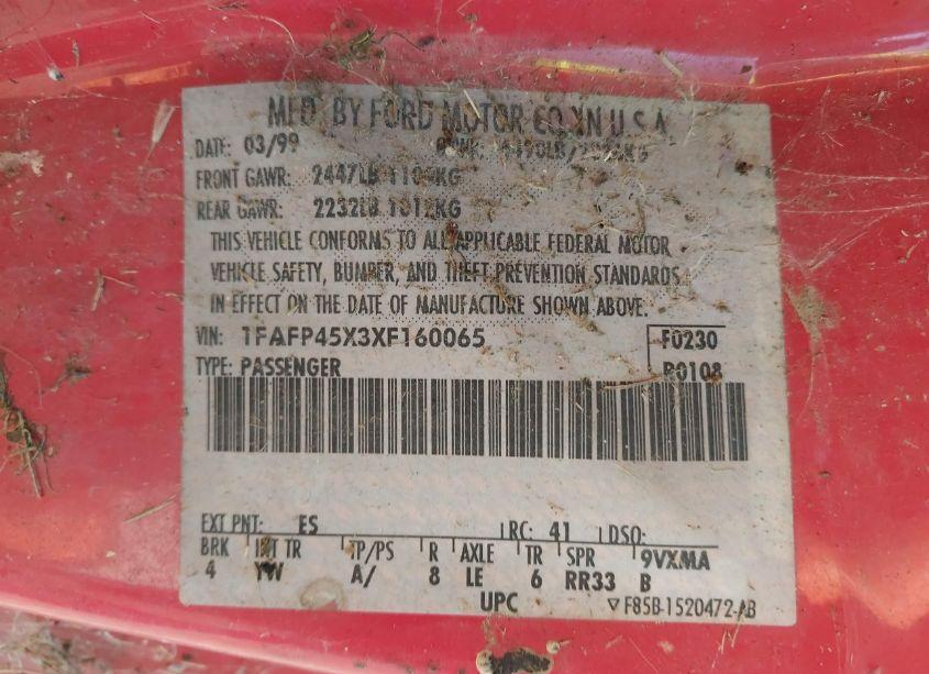 Photo 9 of 1999 Ford Mustang GT (VIN 1FAFP45X3XF160065)