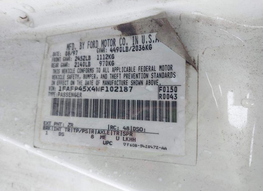 Photo 9 of 1998 Ford Mustang GT (VIN 1FAFP45X4WF102187)