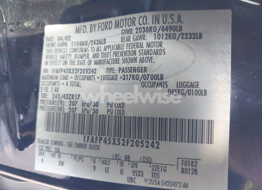 Photo 9 of 2002 Ford Mustang GT (VIN 1FAFP45X52F205242)