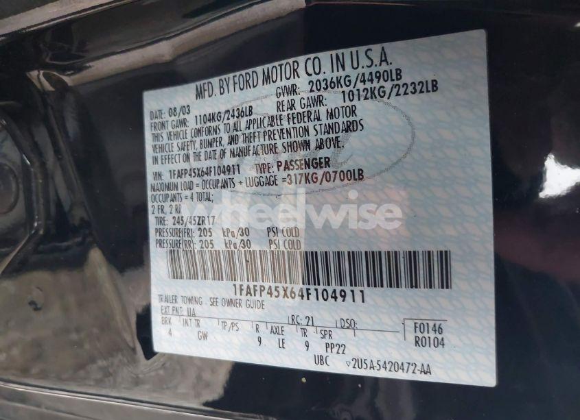 Photo 9 of 2004 Ford Mustang GT (VIN 1FAFP45X64F104911)