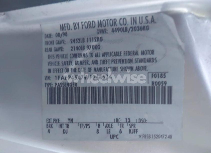 Photo 9 of 1998 Ford Mustang GT (VIN 1FAFP45X7WF244534)