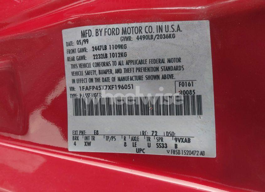 Photo 9 of 1999 Ford Mustang GT (VIN 1FAFP45X7XF196051)