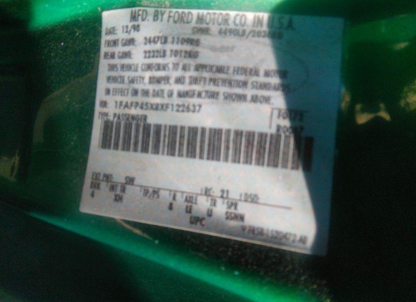 Photo 9 of 1999 Ford Mustang GT (VIN 1FAFP45X8XF122637)