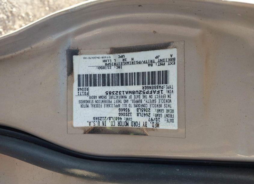 Photo 9 of 1998 Ford Taurus LX/SE (VIN 1FAFP52U8WA132385)