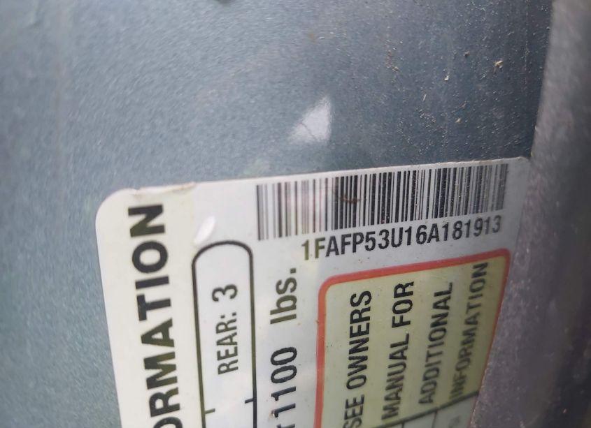 Photo 9 of 2006 Ford Taurus SE (VIN 1FAFP53U16A181913)