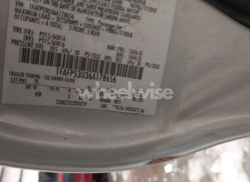 Photo 9 of 2006 Ford Taurus SE (VIN 1FAFP53U36A178656)