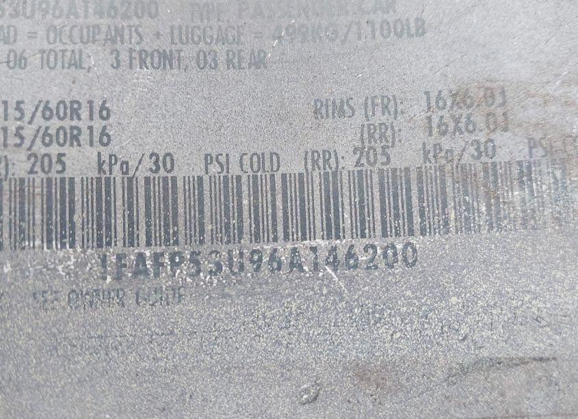 Photo 9 of 2006 Ford Taurus SE (VIN 1FAFP53U96A146200)