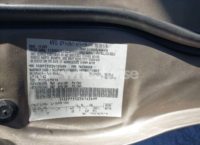 Photo 9 of 2002 Ford Taurus SES (VIN 1FAFP55SX2G162649)