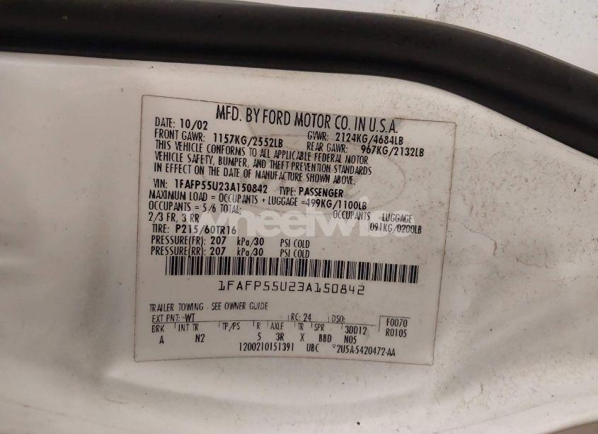 Photo 9 of 2003 Ford Taurus SES (VIN 1FAFP55U23A150842)