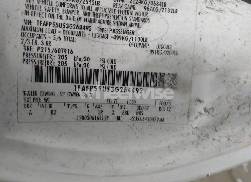 Photo 9 of 2003 Ford Taurus SES (VIN 1FAFP55U53G264492)