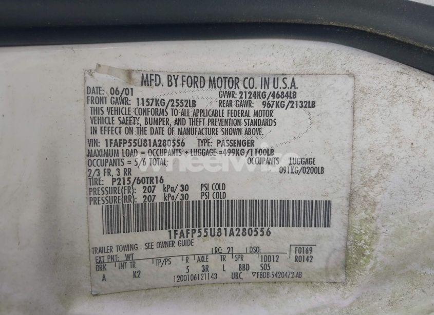 Photo 9 of 2001 Ford Taurus SES (VIN 1FAFP55U81A280556)