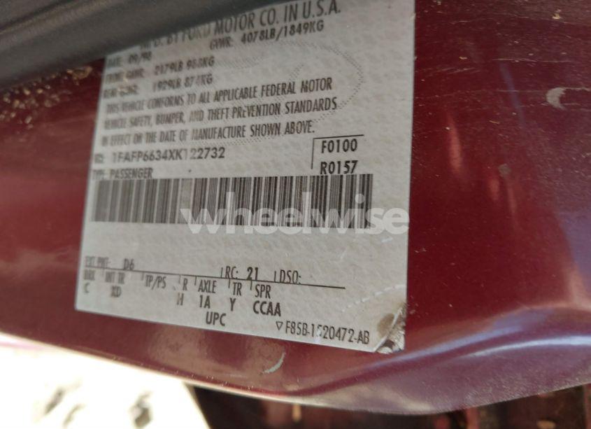 Photo 9 of 1999 Ford Contour SE (VIN 1FAFP6634XK122732)