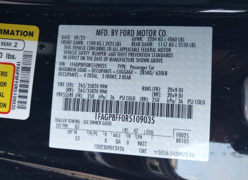 Photo 9 of 2024 Ford Mustang GT PREMIUM (VIN 1FAGP8FF0R5109035)