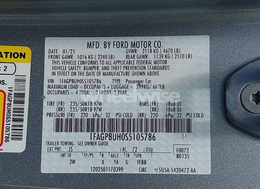 Photo 9 of 2025 Ford Mustang ECOBOOST PREMIUM (VIN 1FAGP8UH0S5105786)