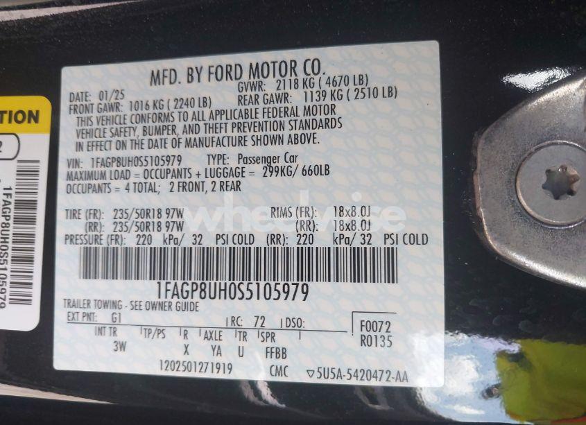 Photo 9 of 2025 Ford Mustang ECOBOOST PREMIUM (VIN 1FAGP8UH0S5105979)