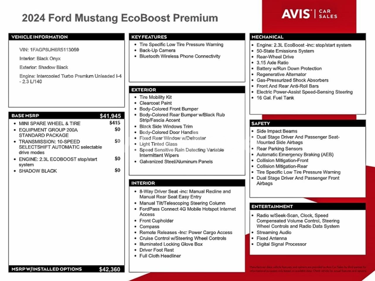 Photo 12 of 2024 FORD MUSTANG (VIN 1FAGP8UH6R5113059)