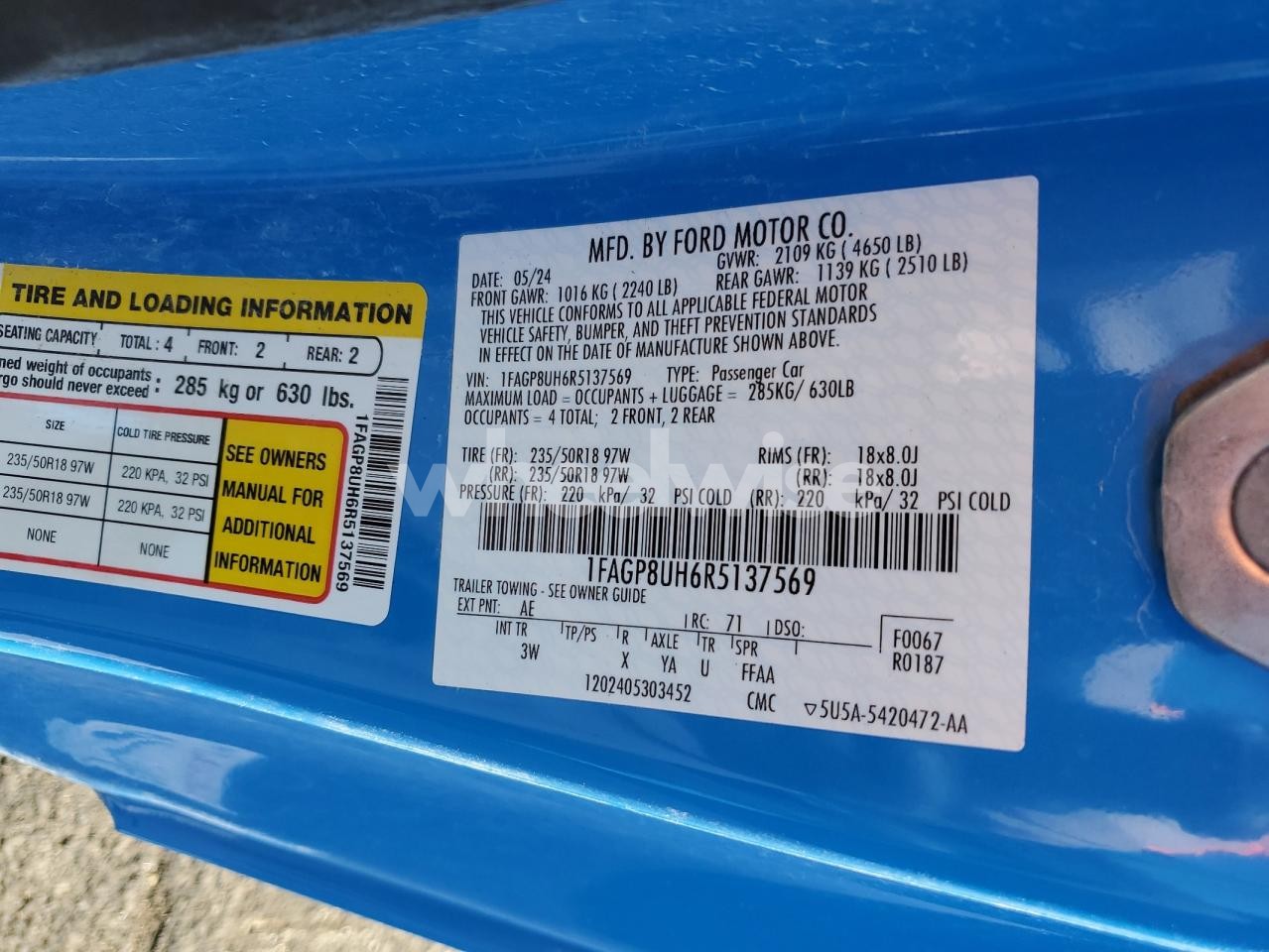 Photo 13 of 2024 FORD MUSTANG (VIN 1FAGP8UH6R5137569)