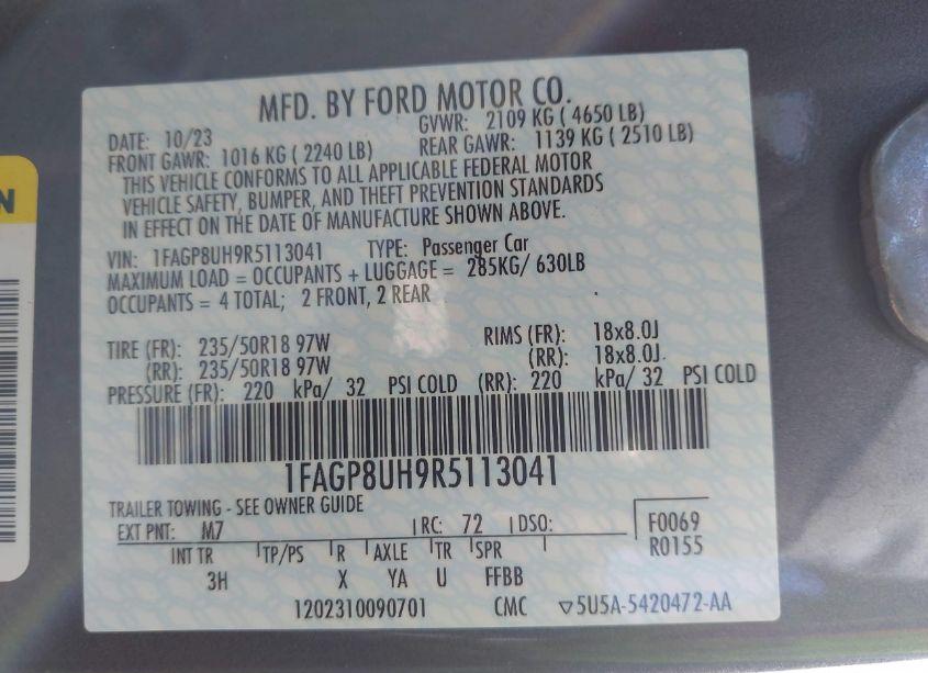 Photo 9 of 2024 Ford Mustang ECOBOOST PREMIUM (VIN 1FAGP8UH9R5113041)
