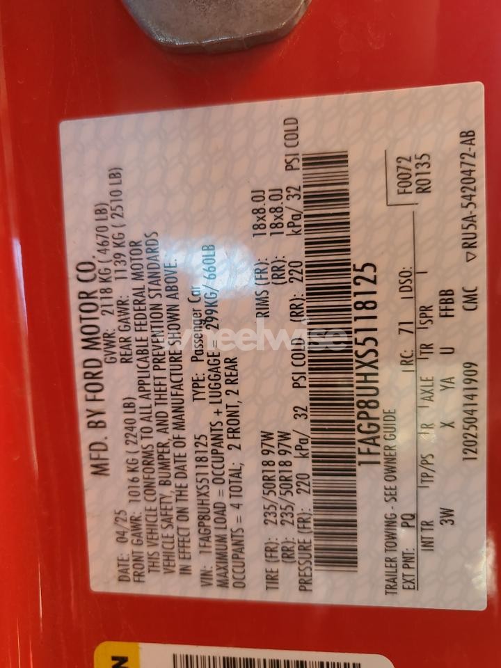 Photo 13 of 2025 FORD MUSTANG (VIN 1FAGP8UHXS5118125)