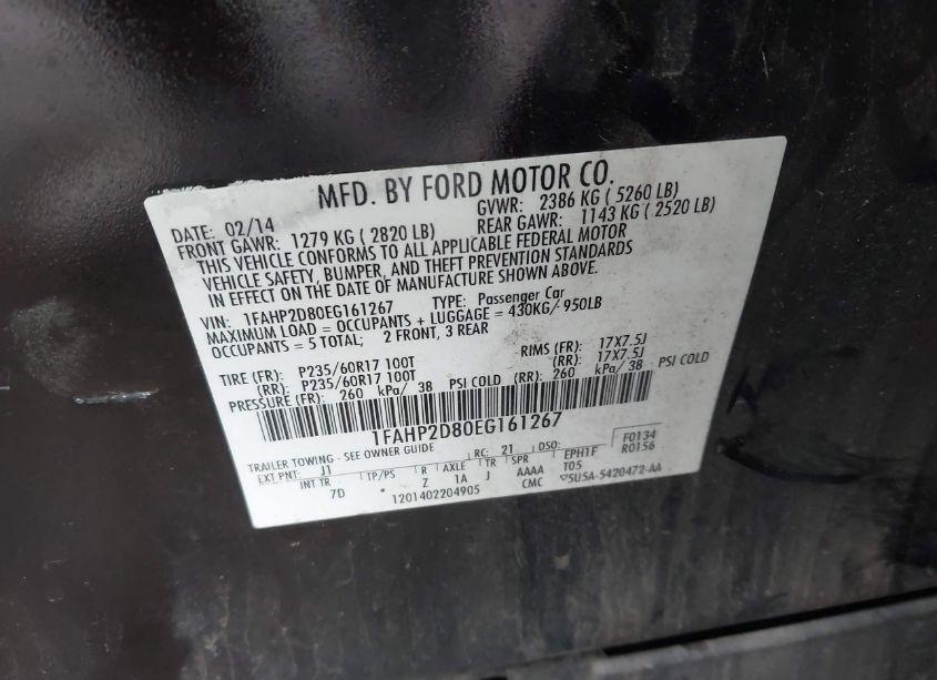 Photo 9 of 2014 Ford Taurus SE (VIN 1FAHP2D80EG161267)