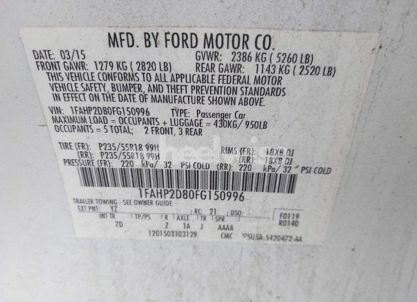 Photo 9 of 2015 Ford Taurus SE (VIN 1FAHP2D80FG150996)