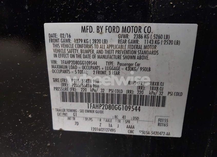 Photo 9 of 2016 Ford Taurus SE (VIN 1FAHP2D80GG109544)