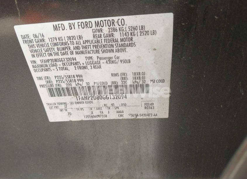 Photo 9 of 2016 Ford Taurus SE (VIN 1FAHP2D80GG132094)