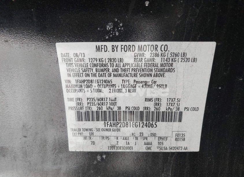 Photo 9 of 2014 Ford Taurus SE (VIN 1FAHP2D81EG124065)