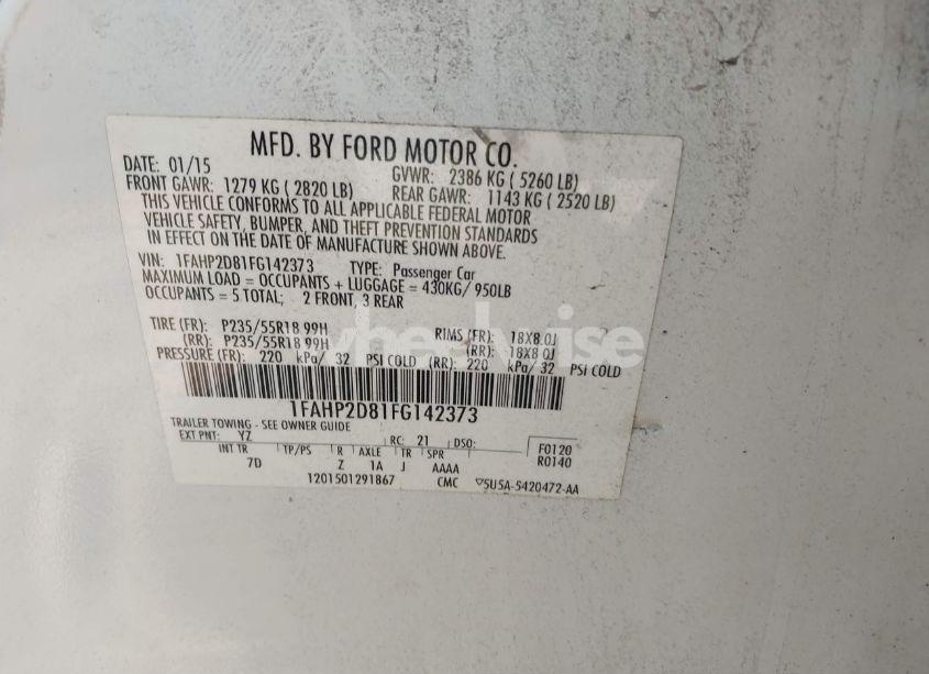 Photo 9 of 2015 Ford Taurus SE (VIN 1FAHP2D81FG142373)
