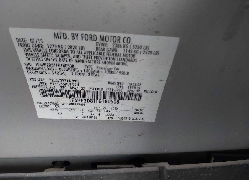 Photo 9 of 2015 Ford Taurus SE (VIN 1FAHP2D81FG180508)