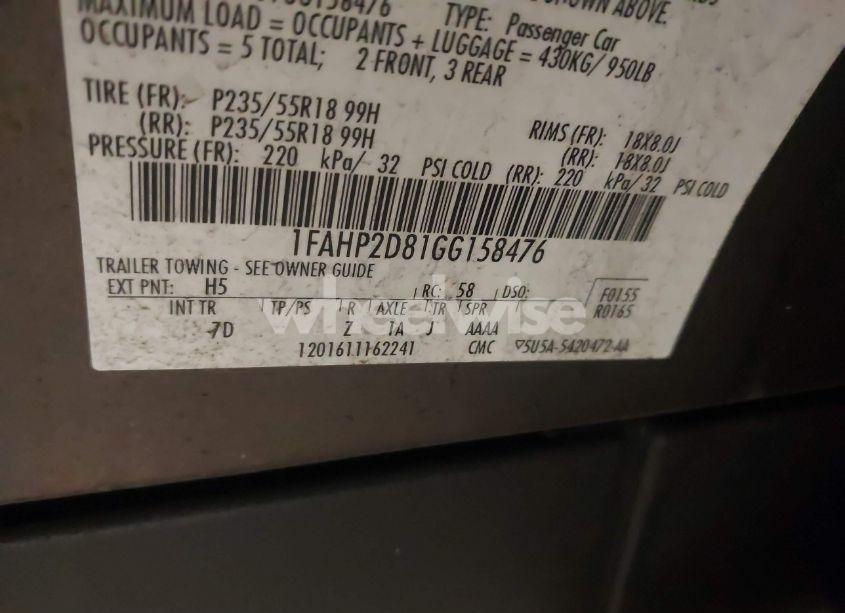 Photo 9 of 2016 Ford Taurus SE (VIN 1FAHP2D81GG158476)