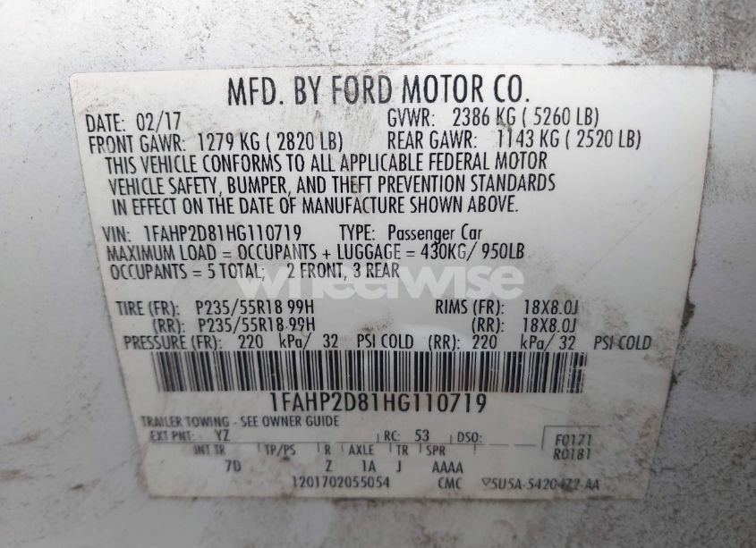 Photo 9 of 2017 Ford Taurus SE (VIN 1FAHP2D81HG110719)