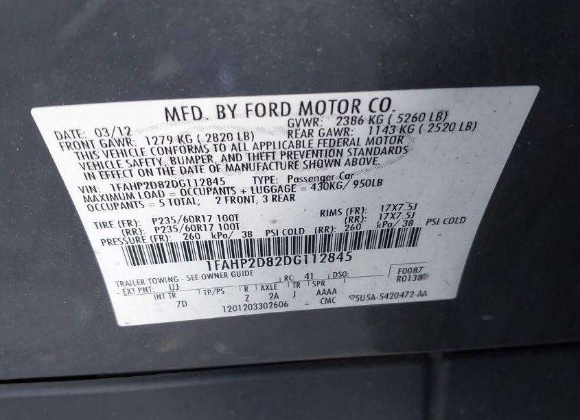 Photo 9 of 2013 Ford Taurus SE (VIN 1FAHP2D82DG112845)