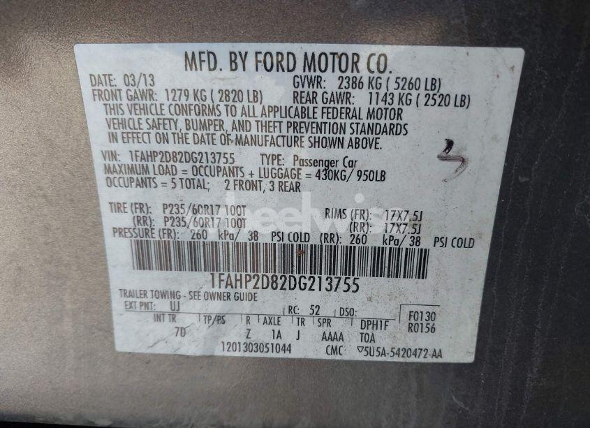Photo 9 of 2013 Ford Taurus SE (VIN 1FAHP2D82DG213755)