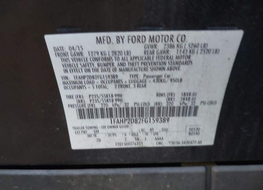 Photo 9 of 2015 Ford Taurus SE (VIN 1FAHP2D82FG159389)