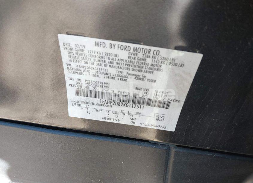 Photo 9 of 2019 Ford Taurus SE (VIN 1FAHP2D82KG117511)