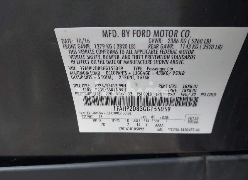 Photo 9 of 2016 Ford Taurus SE (VIN 1FAHP2D83GG155059)