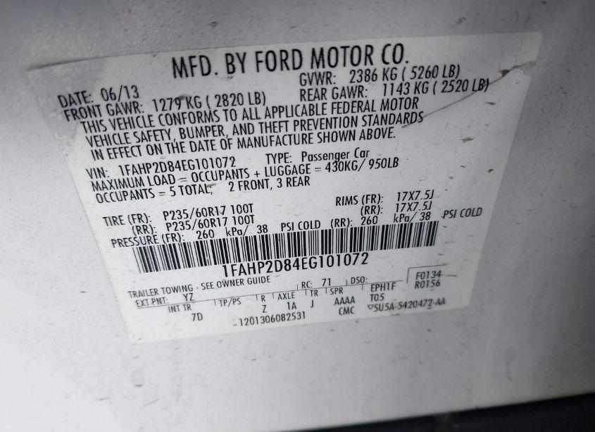 Photo 9 of 2014 Ford Taurus SE (VIN 1FAHP2D84EG101072)